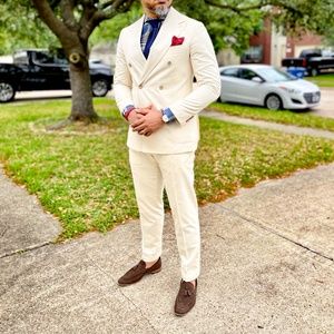 SUITSUPPLY Cream Double breasted Havana Suit. US 42R/ EU52R.